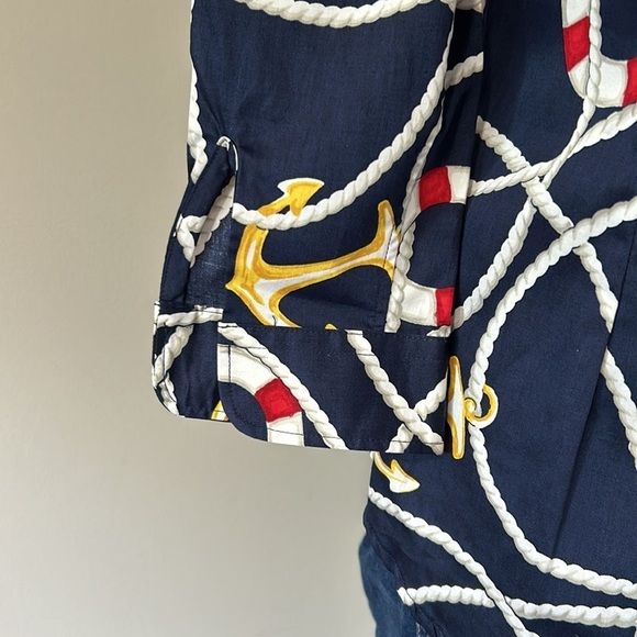 Lauren Ralph Lauren Nautical Anchor Sailing Blouse Button Down Shirt Top XS NEW - Picture 7 of 11